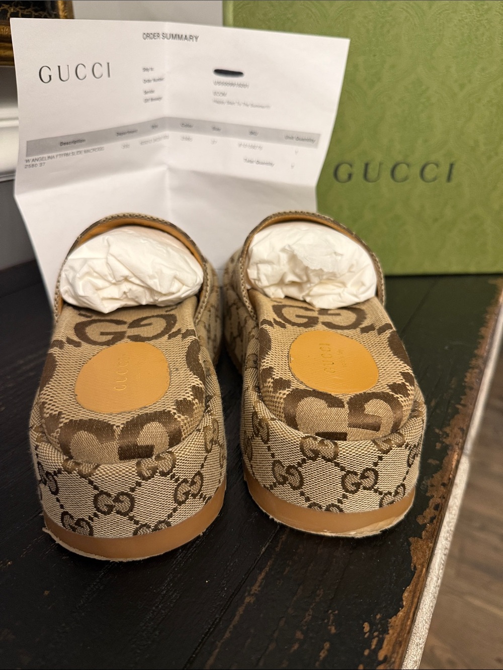 Gucci Brown GG Canvas Slide Mules - Picture 4 of 4
